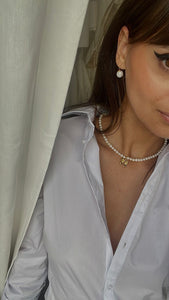 Bow pearl necklace