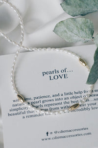Oval bead pearl necklace