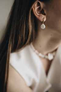 Coin pearl hoop earrings
