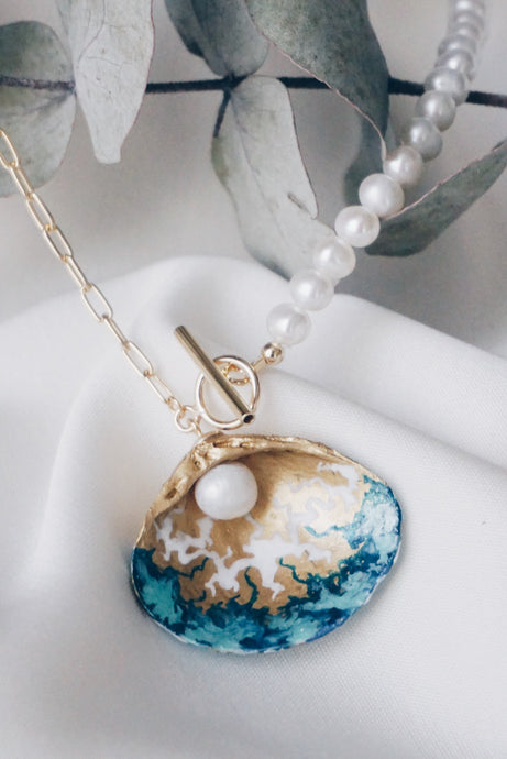 Blue seashell chain  necklace