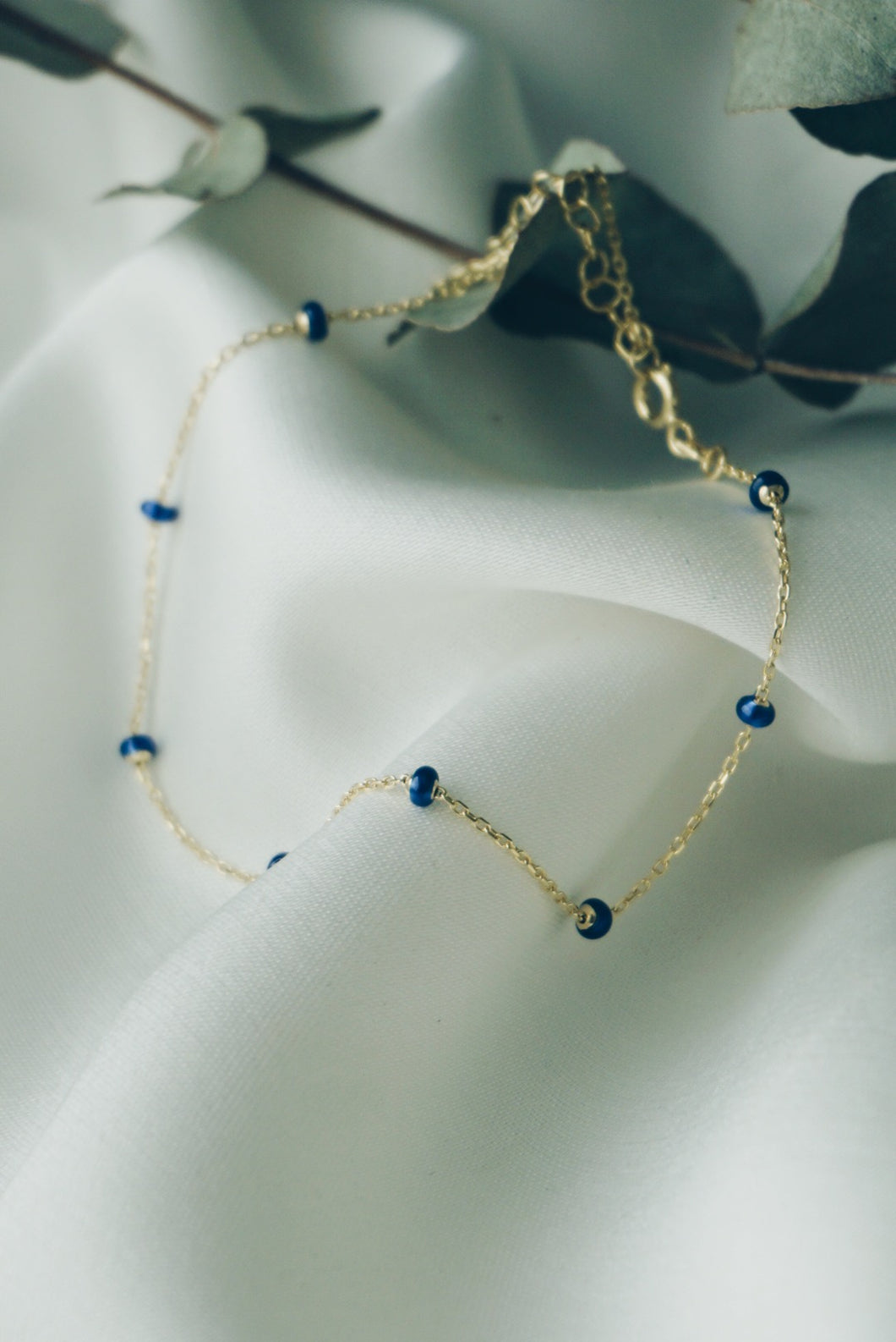 Dark blue chain ankle bracelet