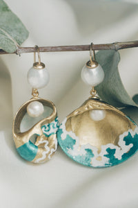 Blue spring seashell earrings