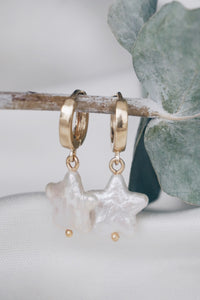 Star pearl hoop earrings