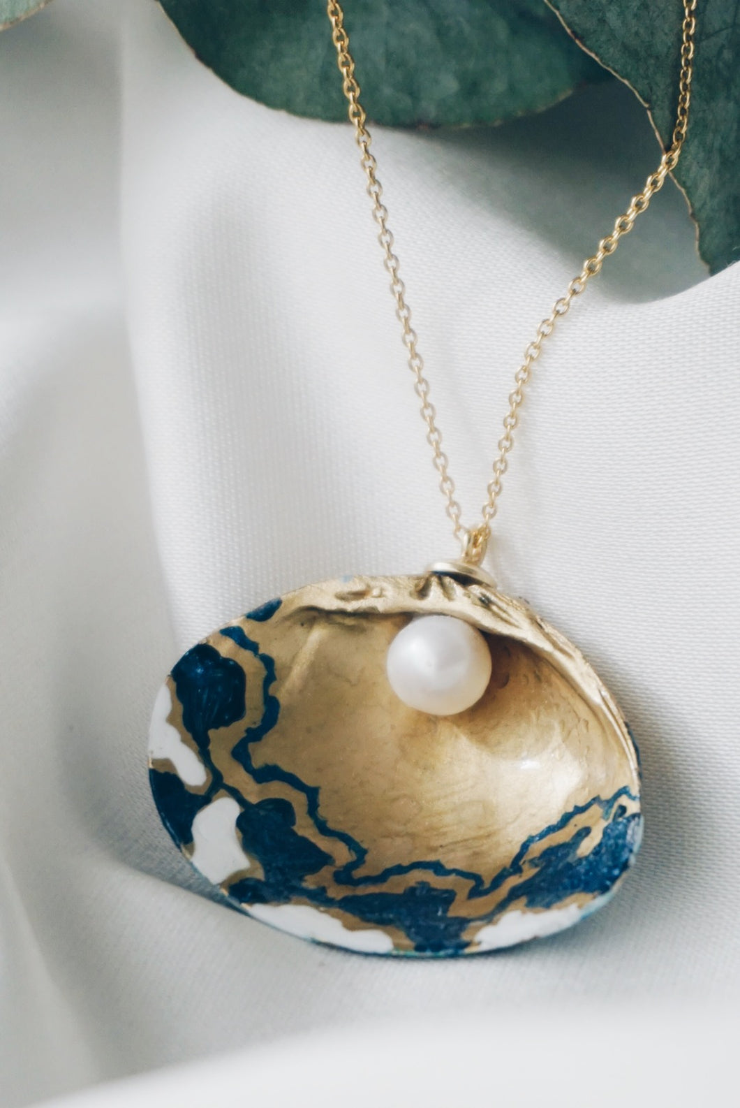 Blue moon seashell necklace