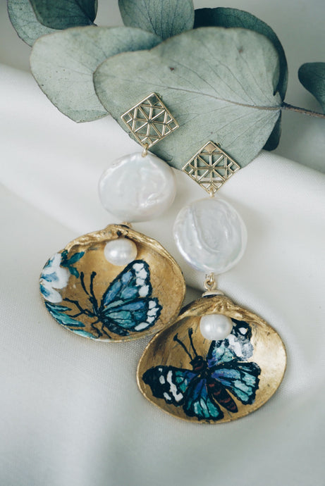 Butterfly seashell earrings