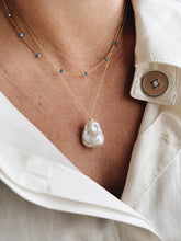 Blue bead chain necklace