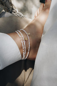 Bead pearl ankle bracelet