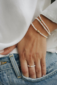Oval bead pearl bracelet