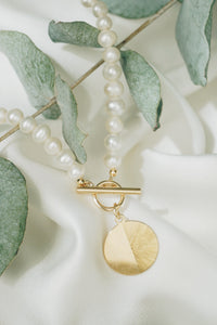 Summer coin toggle pearl necklace