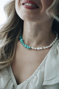 Summer turqouise pearl necklace