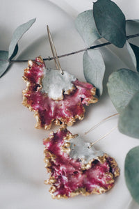 Pink moss earrings