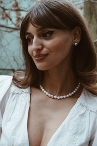 Lara silver bead pearl necklace