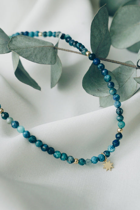 Chrysocolla tiny sun necklace