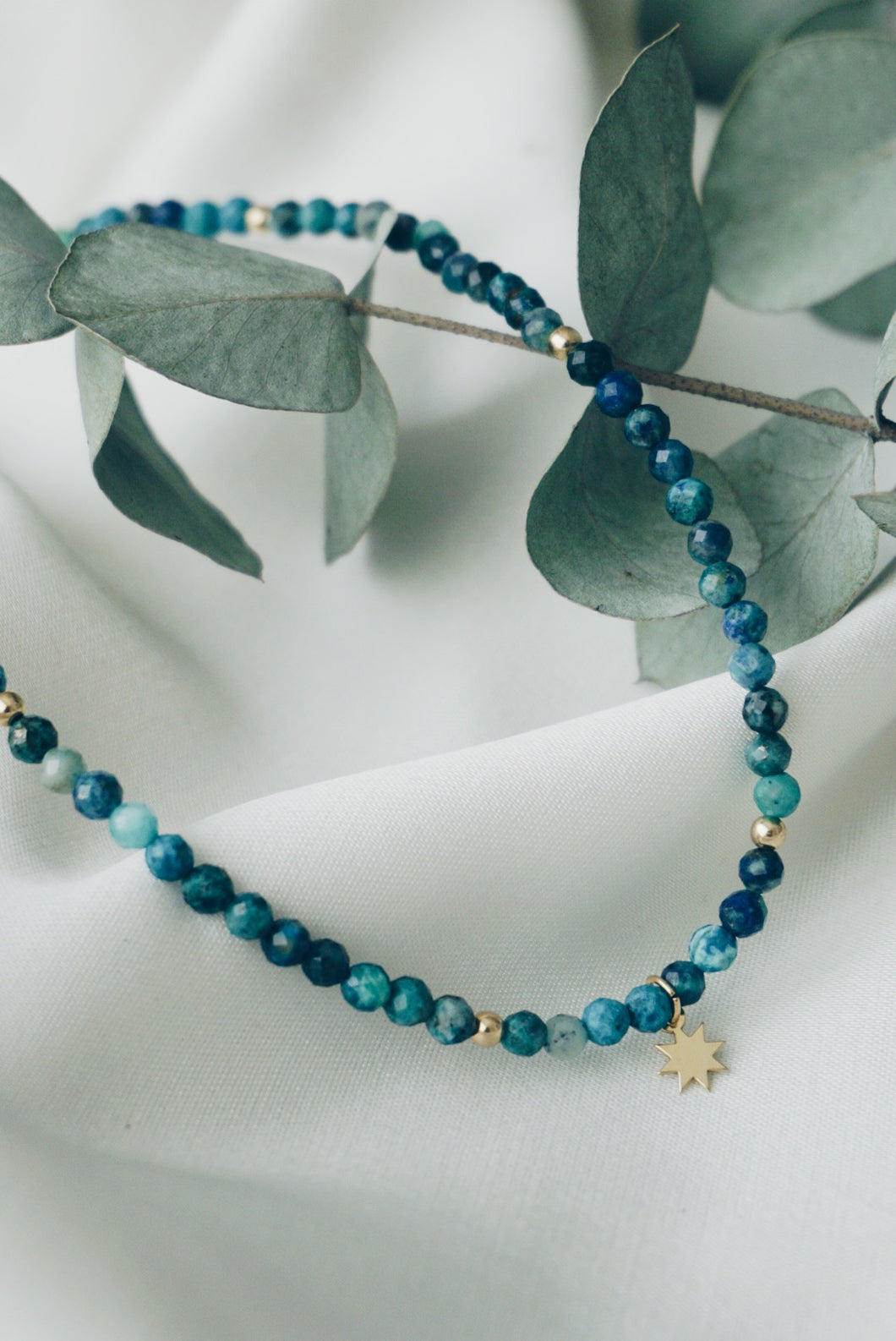 Chrysocolla tiny sun necklace