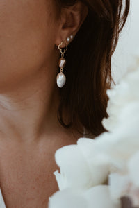 June clover pearl earrings