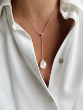Silver stone baroque pearl necklace