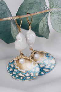 Blue summer seashell earrings