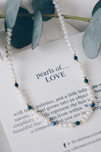 Azurite pearl necklace