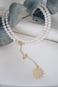 Sun chain pearl necklace