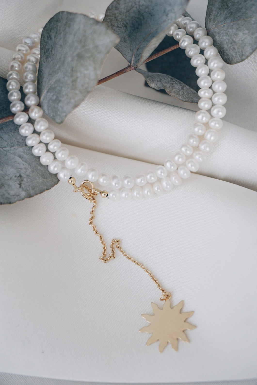 Sun chain pearl necklace