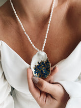 Blue oyster shell pearl necklace