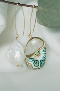 Green sea snail earrings