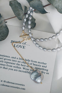 Grey amber pearl necklace