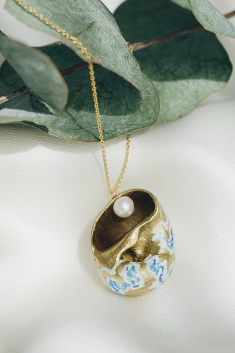 Blue sea snail necklace