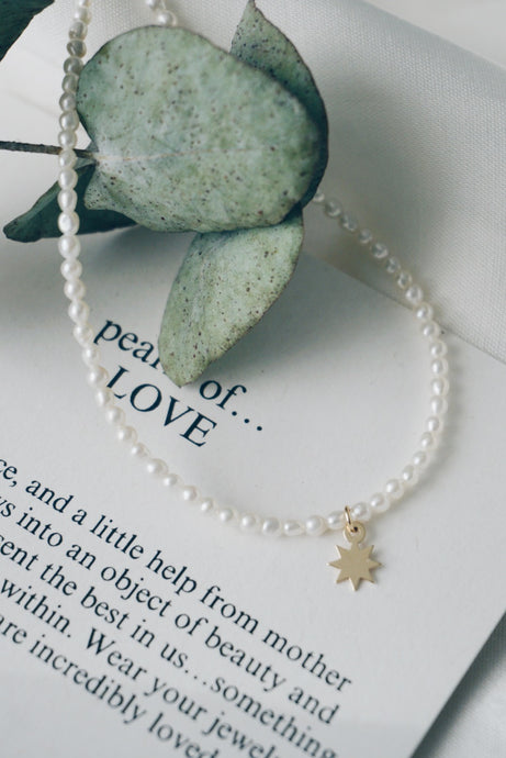 Tiny sun pearl necklace