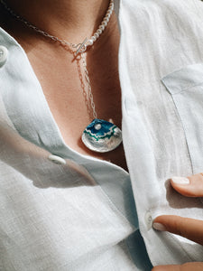 Matera silver seashell pearl necklace
