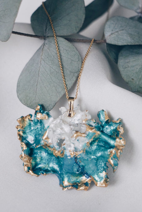 Green olive moss chain necklace