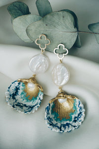 Blue spring seashell earrings