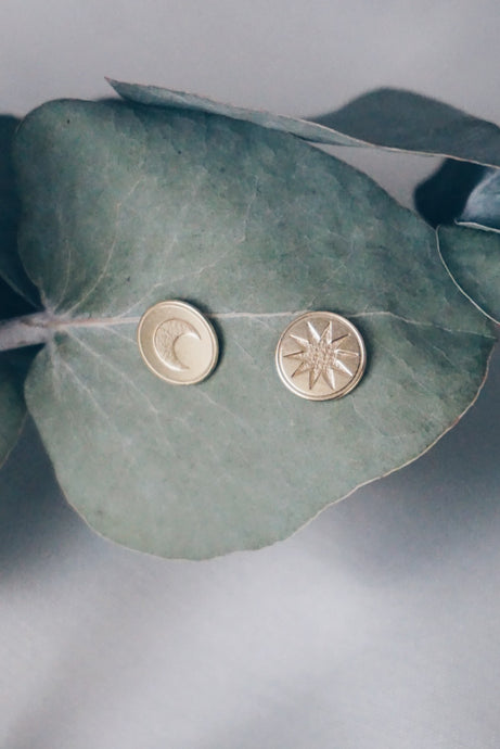 Moon sun coin earrings