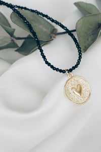 Heart coin spinel necklace