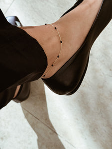 Black bead chain ankle bracelet
