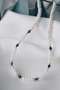 Azurite pearl necklace