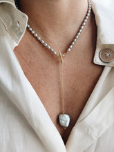Grey amber pearl necklace