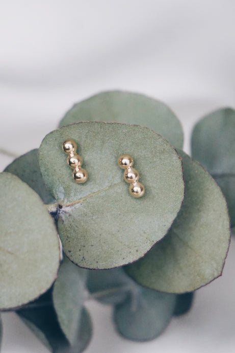 Trio bead stud earrings