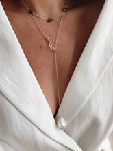 Silver moon baroque chain necklace
