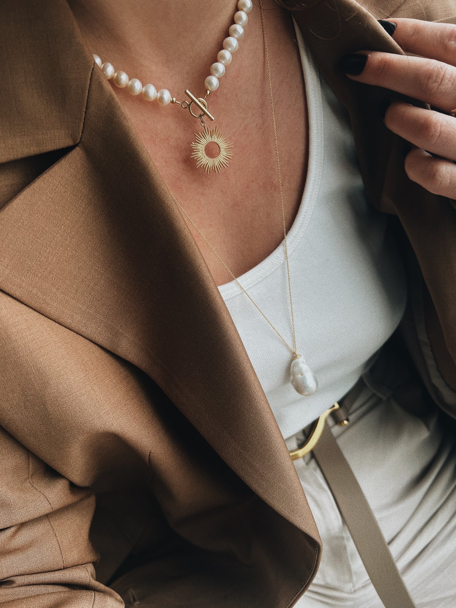 Pearl shop sun necklace