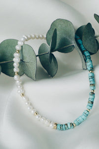 Turquoise pearl ankle bracelet