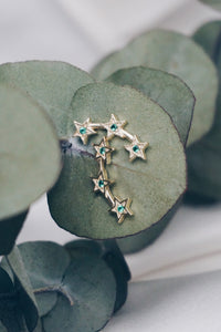 Trio green star earrings