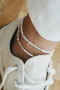 Boho pearl stone ankle bracelet