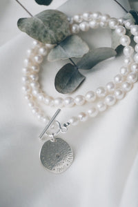 Fall coin pearl necklace