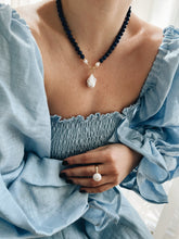 Santorini lapis pearl necklace
