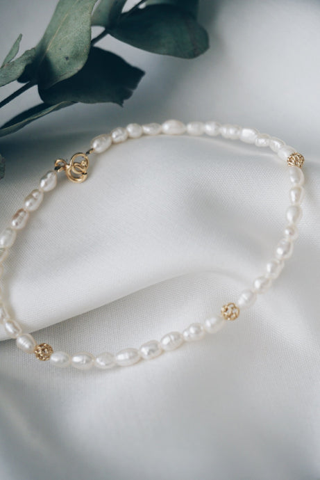Summer bead pearl ankle bracelet