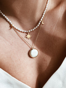 Moon star pearl necklace
