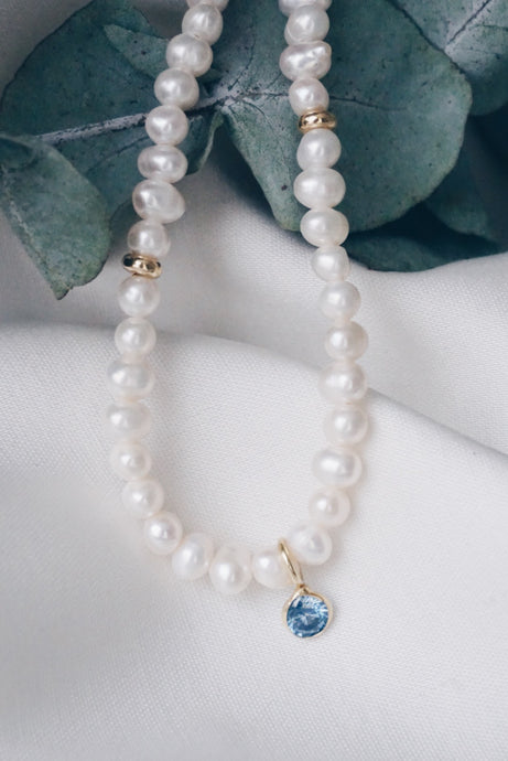 Aquamarine pearl necklace