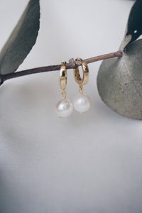 Mellia pearl hoop earrings