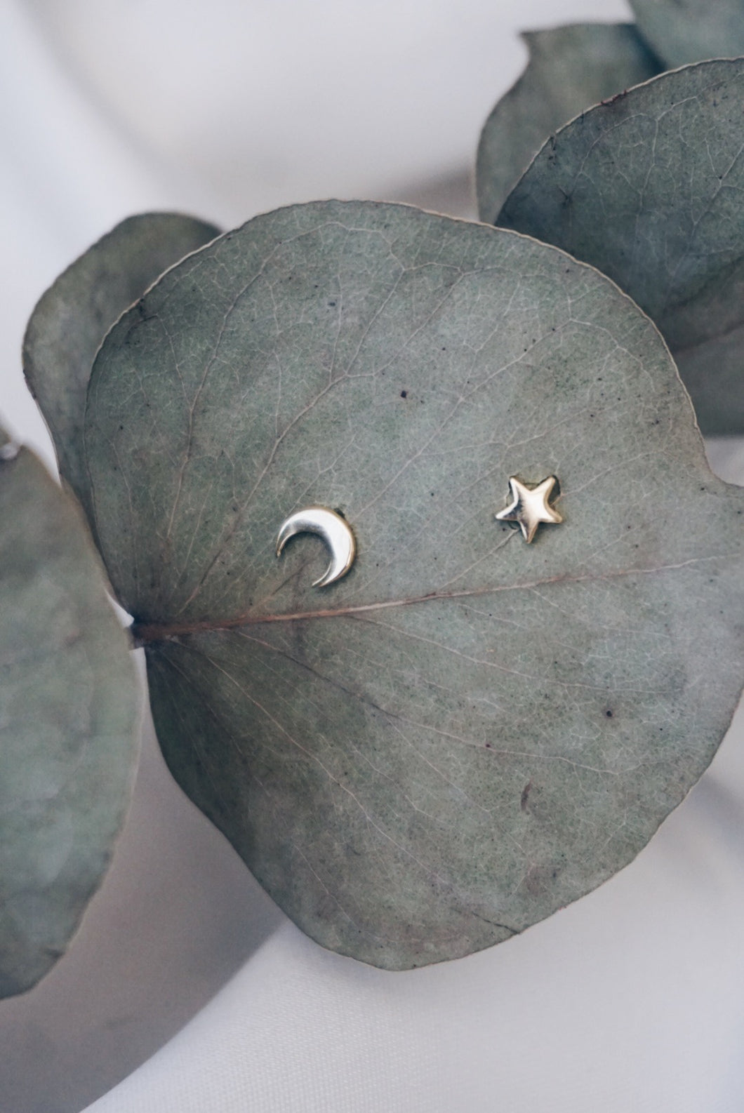 Moon star stud earrings